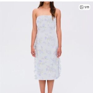For Love & Lemons Marisa Blue Strapless Midi Dress Floral NWT Small Free People